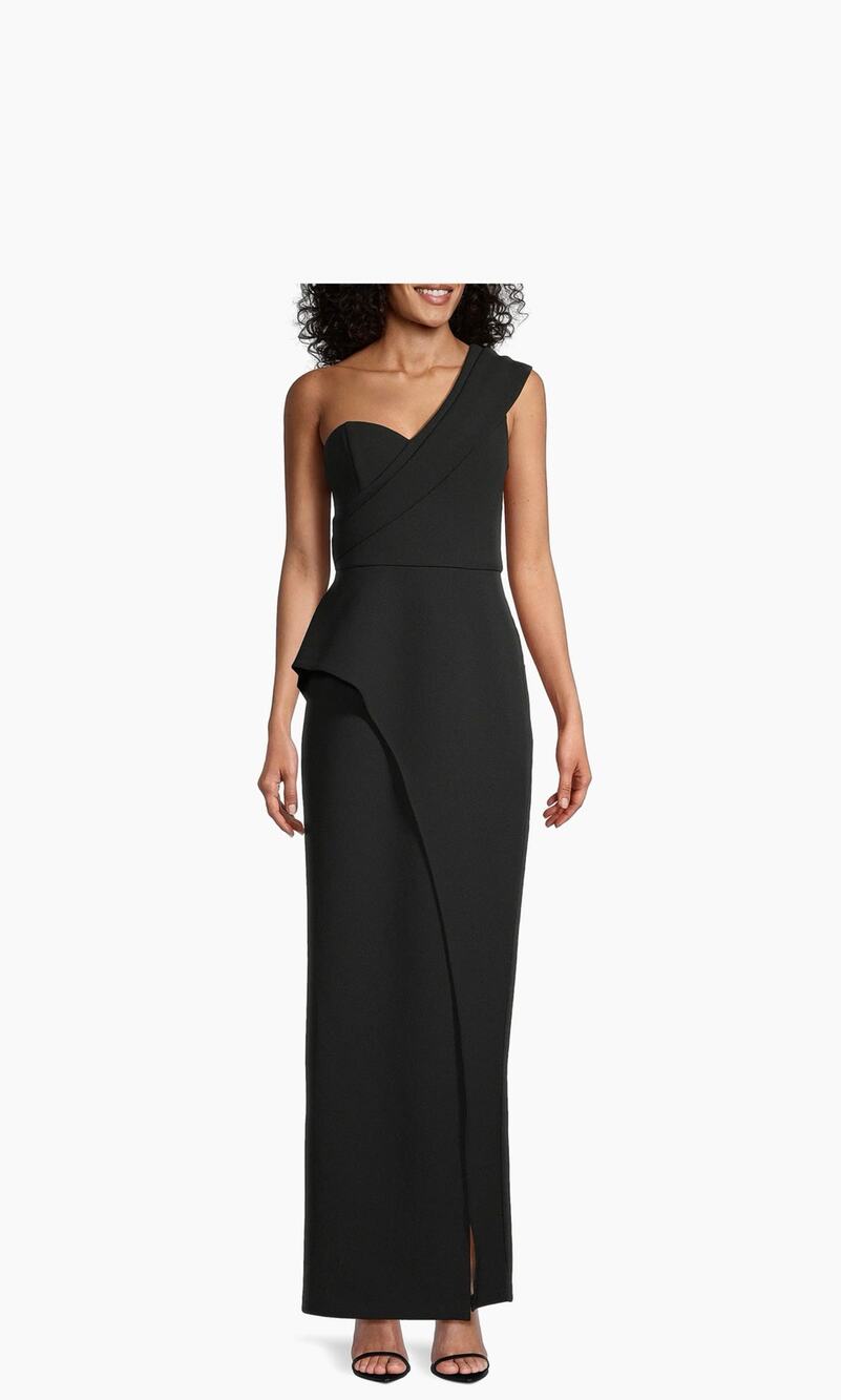 Aidan Mattox Black Bonded Crepe Column Gown - Size 8 new without tags